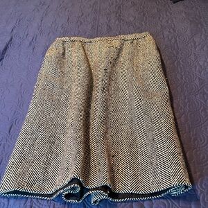 Chic Black and White Herringbone Midi Skirt